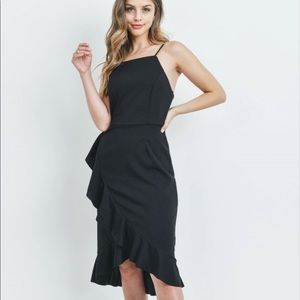 ‘Confidence Is Key’ Black Ruffle Midi Dress